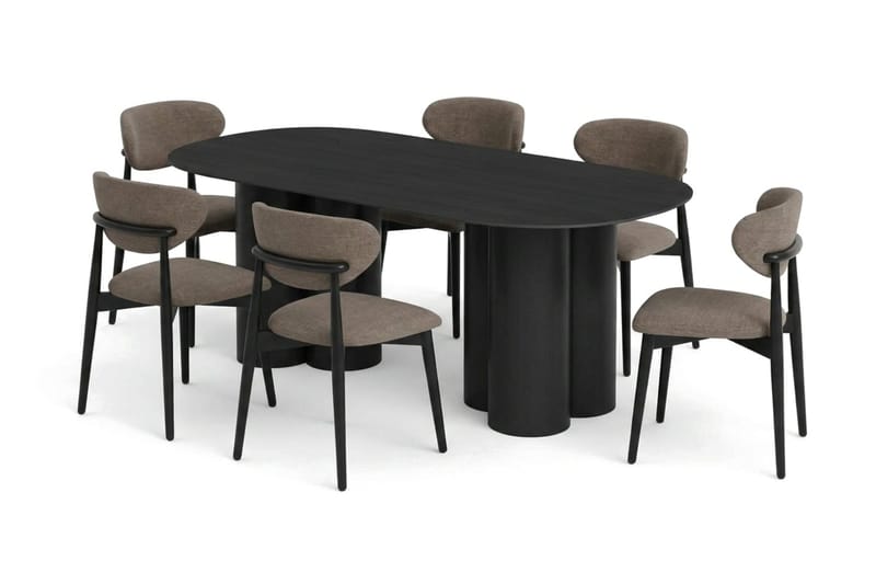 Juno Matgrupp rektangulärt 220 cm Svart med 6 Molly Matstolar - Svart - Möbler - Matplats - Matgrupp & matbord med stolar