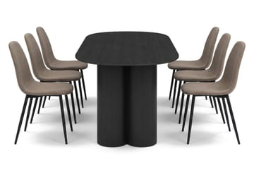 Juno Matgrupp rektangulärt 220 cm Svart med 6 Nibe Matstolar - Svartlaserad ek - Möbler - Matplats - Matgrupp & matbord med stolar