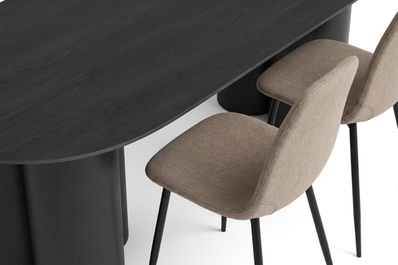 Juno Matgrupp rektangulärt 220 cm Svart med 6 Nibe Matstolar - Svartlaserad ek - Möbler - Matplats - Matgrupp & matbord med stolar