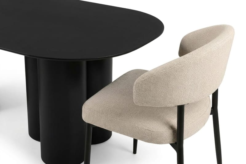 Juno Matgrupp rektangulärt 220 cm Svart med 6 Sawako Matstolar - Svart - Möbler - Matplats - Matgrupp & matbord med stolar