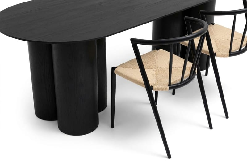 Juno Matgrupp rektangulärt 220 cm Svart med 6 Winston Matstolar - Svart - Möbler - Matplats - Matgrupp & matbord med stolar
