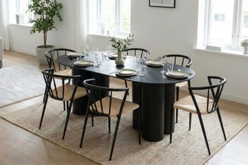Juno Matgrupp rektangulärt 220 cm Svart med 6 Winston Matstolar - Svartlaserad ek - Möbler - Matplats - Matgrupp & matbord med stolar