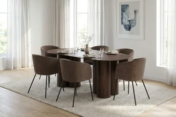 Juno Matgrupp rektangulärt 220 cm Valnöt med 6 Berit Matstolar - Valnöt - Möbler - Matplats - Matgrupp & matbord med stolar