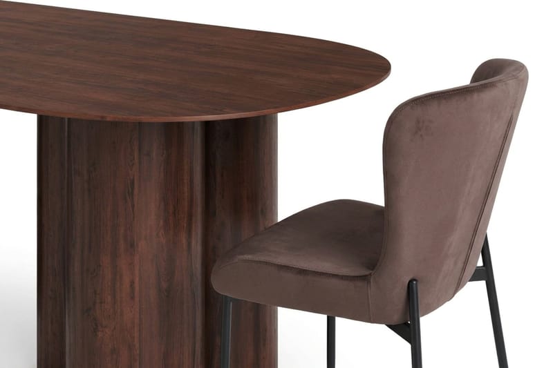 Juno Matgrupp rektangulärt 220 cm Valnöt med 6 Elsie Matstolar - Valnöt/Brun - Möbler - Matplats - Matgrupp & matbord med stolar