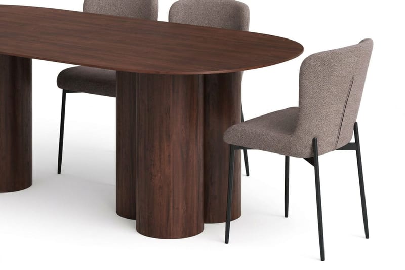 Juno Matgrupp rektangulärt 220 cm Valnöt med 6 Elsie Matstolar - Valnöt/Grå - Möbler - Matplats - Matgrupp & matbord med stolar