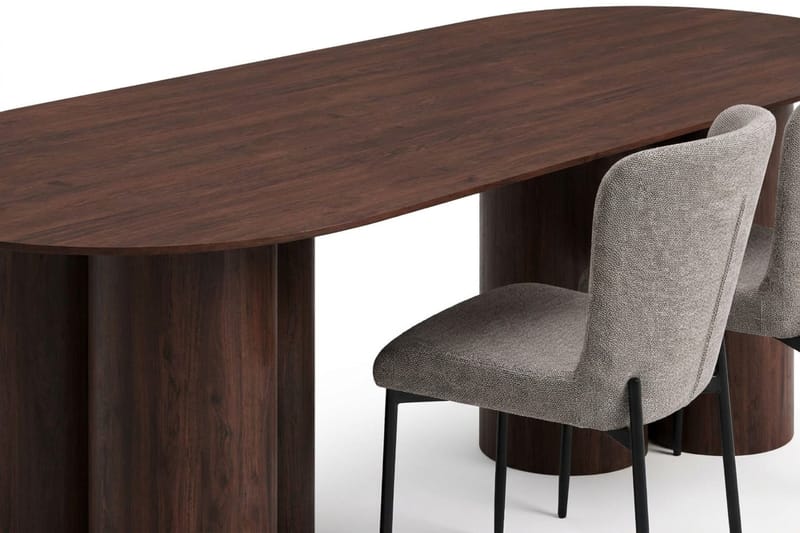 Juno Matgrupp rektangulärt 220 cm Valnöt med 6 Elsie Matstolar - Valnöt/Ljusgrå - Möbler - Matplats - Matgrupp & matbord med stolar