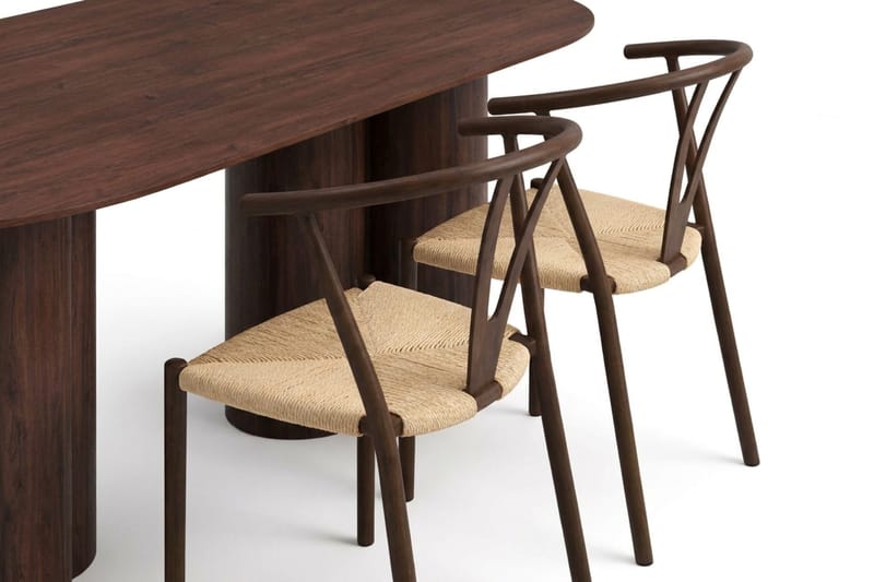 Juno Matgrupp rektangulärt 220 cm Valnöt med 6 Elysia Matstolar - Möbler - Matplats - Matgrupp & matbord med stolar