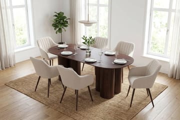 Juno Matgrupp rektangulärt 220 cm Valnöt med 6 Filippa Matstolar - Valnöt - Möbler - Matplats - Matgrupp & matbord med stolar