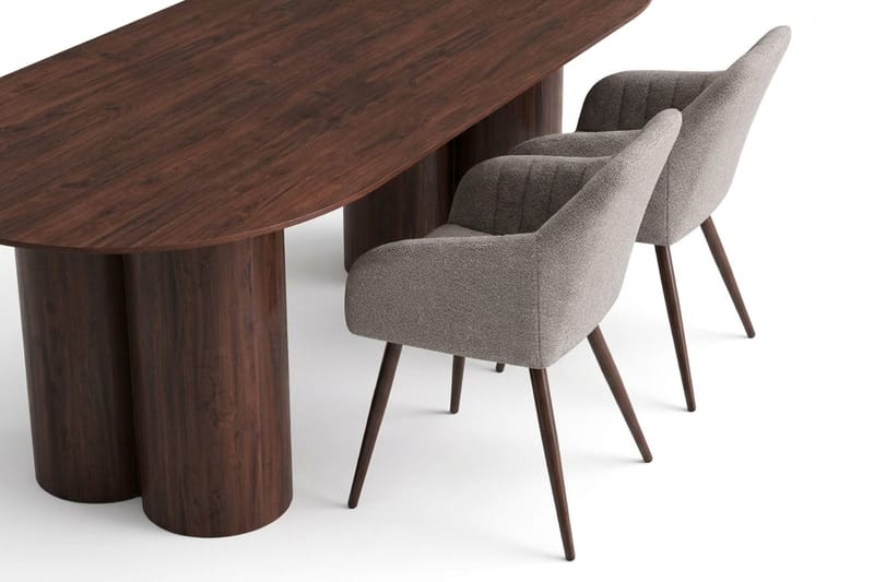 Juno Matgrupp rektangulärt 220 cm Valnöt med 6 Filippa Matstolar - Valnöt - Möbler - Matplats - Matgrupp & matbord med stolar
