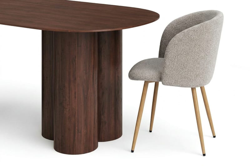 Juno Matgrupp rektangulärt 220 cm Valnöt med 6 Greya Matstolar - Valnöt - Möbler - Matplats - Matgrupp & matbord med stolar