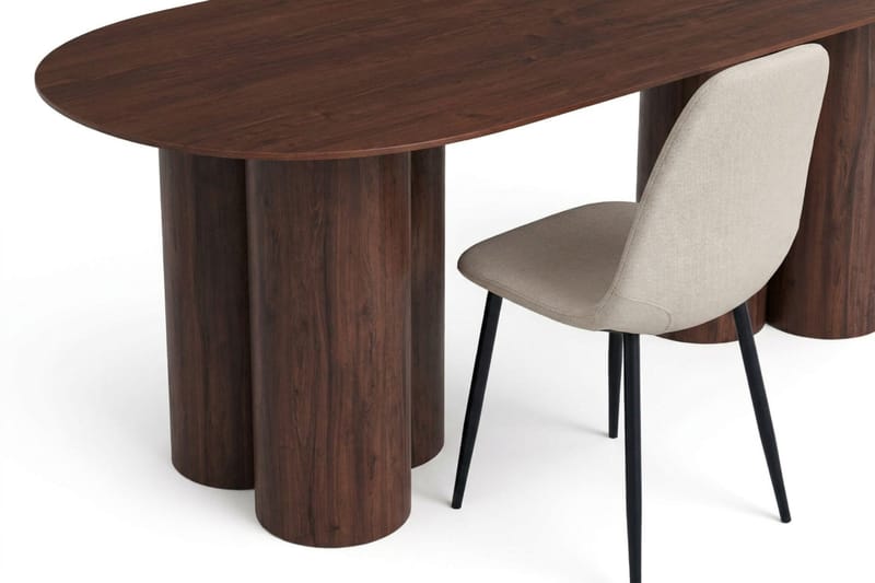 Juno Matgrupp rektangulärt 220 cm Valnöt med 8 Nibe Matstolar - Valnöt - Möbler - Matplats - Matgrupp & matbord med stolar