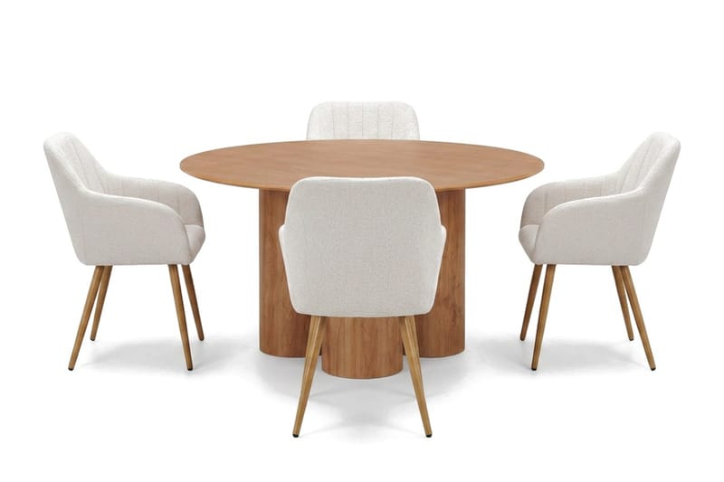 Juno Matgrupp runt 110 cm Ek med 4 Filippa Matstolar - Ek - Möbler - Matplats - Matgrupp & matbord med stolar