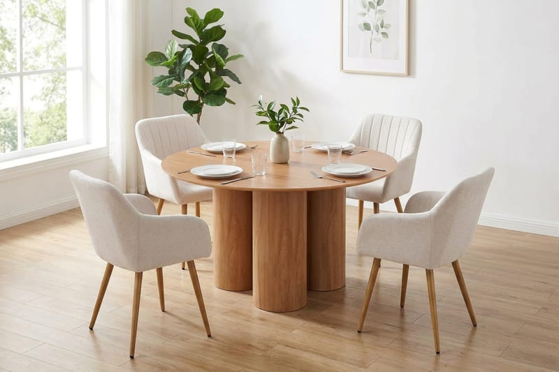 Juno Matgrupp runt 110 cm Ek med 4 Filippa Matstolar - Ek - Möbler - Matplats - Matgrupp & matbord med stolar