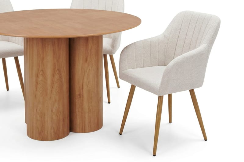 Juno Matgrupp runt 110 cm Ek med 4 Filippa Matstolar - Ek - Möbler - Matplats - Matgrupp & matbord med stolar