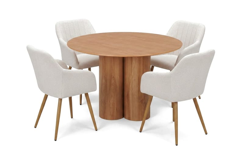 Juno Matgrupp runt 110 cm Ek med 4 Filippa Matstolar - Ek - Möbler - Matplats - Matgrupp & matbord med stolar