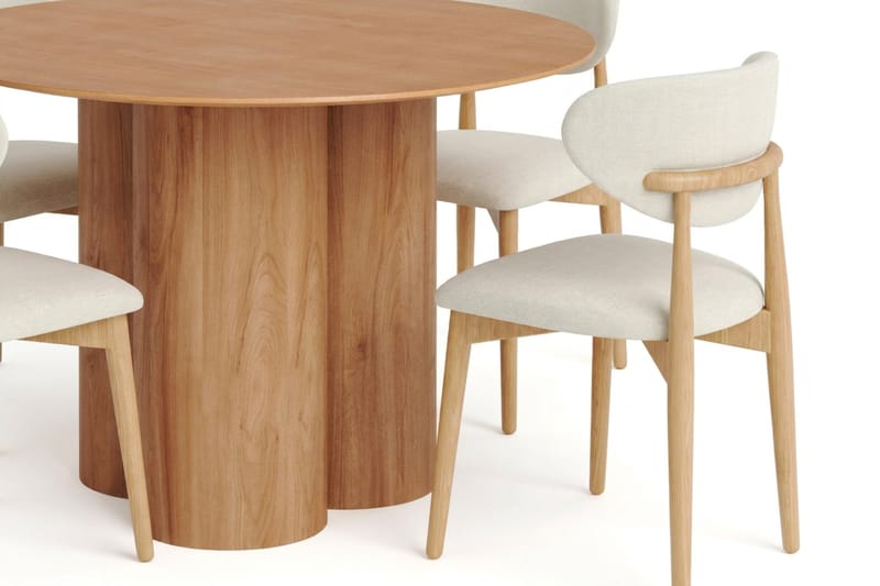 Juno Matgrupp runt 110 cm Ek med 4 Molly Matstolar - Ek - Möbler - Matplats - Matgrupp & matbord med stolar