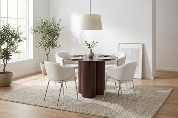 Juno Matgrupp runt 110 cm med 4 Filip Matstolar - Valnöt - Möbler - Matplats - Matgrupp & matbord med stolar