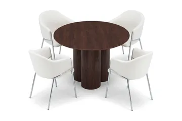 Juno Matgrupp runt 110 cm med 4 Filip Matstolar - Valnöt - Möbler - Matplats - Matgrupp & matbord med stolar