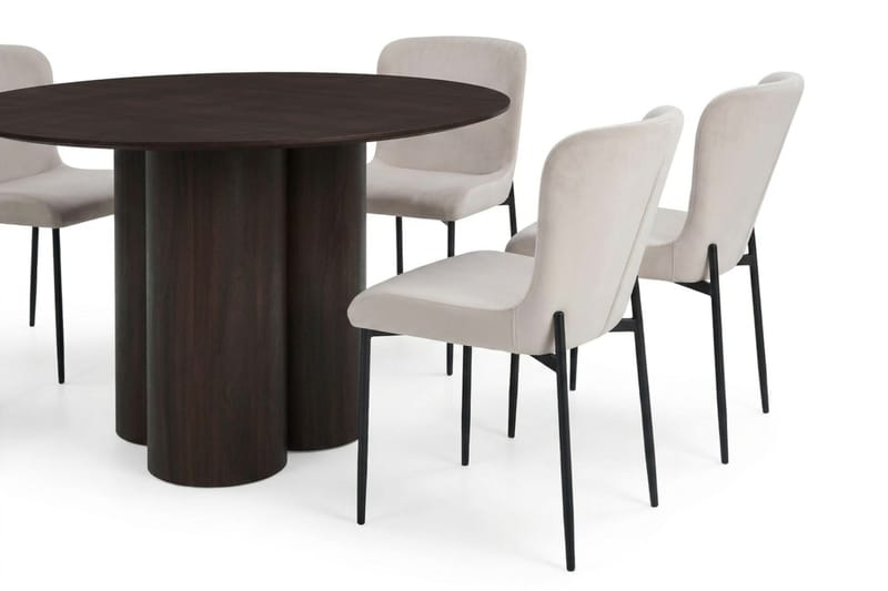 Juno Matgrupp runt 110 cm Rökt Ek med 4 Elsie Matstolar - Rökt ek/Beige - Möbler - Matplats - Matgrupp & matbord med stolar
