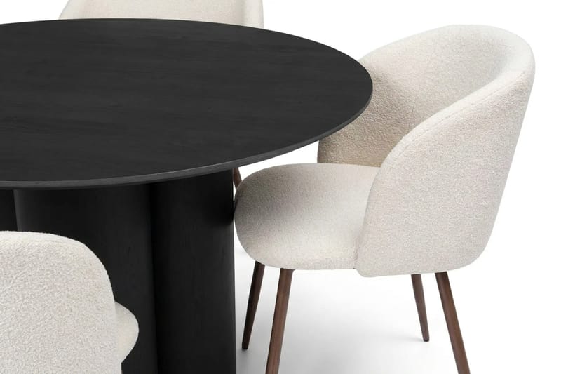 Juno Matgrupp runt 110 cm Svart med 4 Greya Matstolar - Svart - Möbler - Matplats - Matgrupp & matbord med stolar