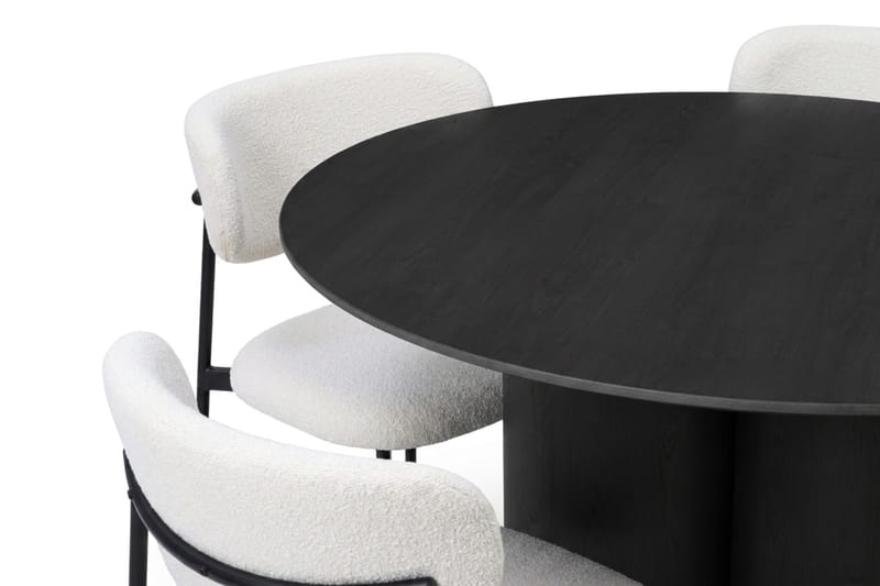 Juno Matgrupp runt 110 cm Svart med 4 Lucy Matstolar - Svart - Möbler - Matplats - Matgrupp & matbord med stolar