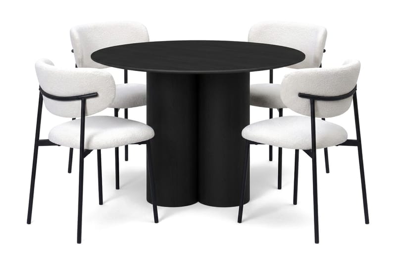 Juno Matgrupp runt 110 cm Svart med 4 Lucy Matstolar - Svart - Möbler - Matplats - Matgrupp & matbord med stolar