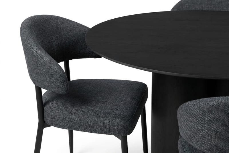 Juno Matgrupp runt 110 cm Svart med 4 Sawako Matstolar - Svart - Möbler - Matplats - Matgrupp & matbord med stolar