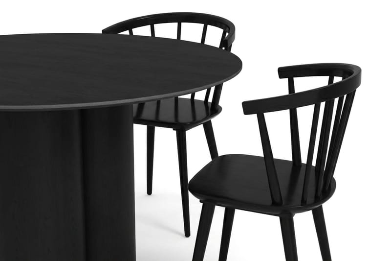Juno Matgrupp runt 110 cm Svart med 4 Tyrö Matstolar - Svart - Möbler - Matplats - Matgrupp & matbord med stolar