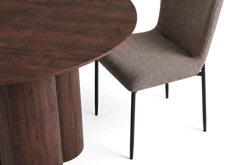 Juno Matgrupp runt 110 cm Valnöt med 4 Elsie Matstolar - Valnöt/Grå - Möbler - Matplats - Matgrupp & matbord med stolar