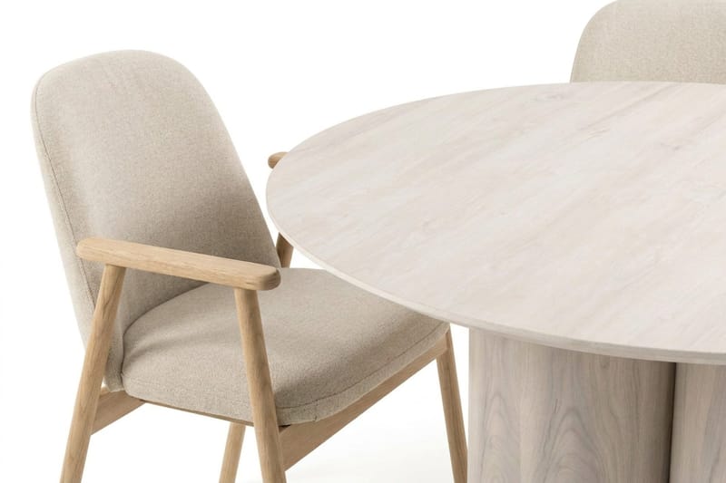 Juno Matgrupp runt 110 cm Vitlaserad med 4 Reciclar Matstolar - Vitlaserad - Möbler - Matplats - Matgrupp & matbord med stolar