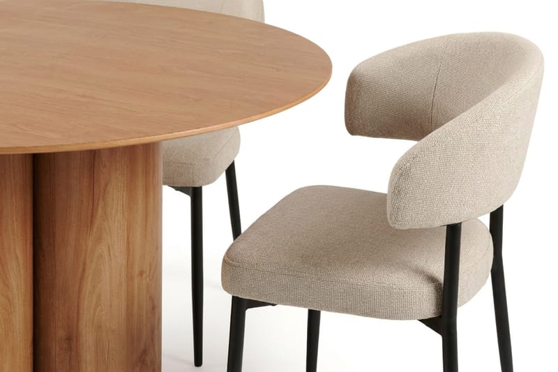 Juno Matgrupp runt 130 cm Ek med 6 Sawako Matstolar - Ek - Möbler - Matplats - Matgrupp & matbord med stolar