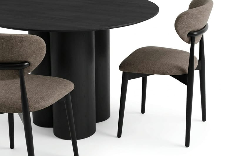 Juno Matgrupp runt 130 cm Svart med 6 Molly Matstolar - Svart - Möbler - Matplats - Matgrupp & matbord med stolar