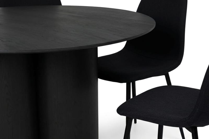 Juno Matgrupp runt 130 cm Svart med 6 Nibe Matstolar - Svart - Möbler - Matplats - Matgrupp & matbord med stolar