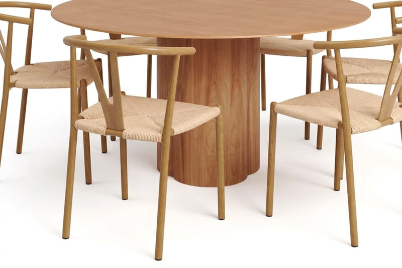 Juno Matgrupp runt 150 cm Ek med 6 Elysia Matstolar - Möbler - Matplats - Matgrupp & matbord med stolar