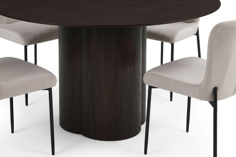 Juno Matgrupp runt 150 cm Rökt Ek med 6 Elsie Matstolar - Rökt ek/Beige - Möbler - Matplats - Matgrupp & matbord med stolar