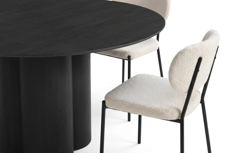 Juno Matgrupp runt 150 cm Svart med 6 Gemmiano Matstolar - Svart - Möbler - Matplats - Matgrupp & matbord med stolar