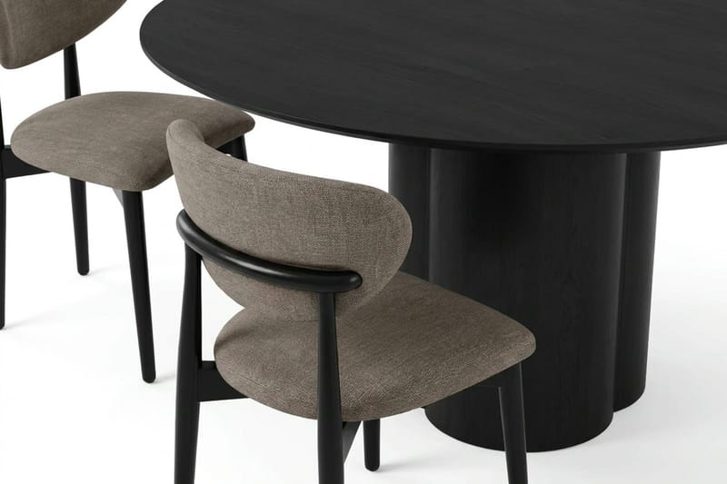 Juno Matgrupp runt 150 cm Svart med 6 Molly Matstolar - Svart - Möbler - Matplats - Matgrupp & matbord med stolar
