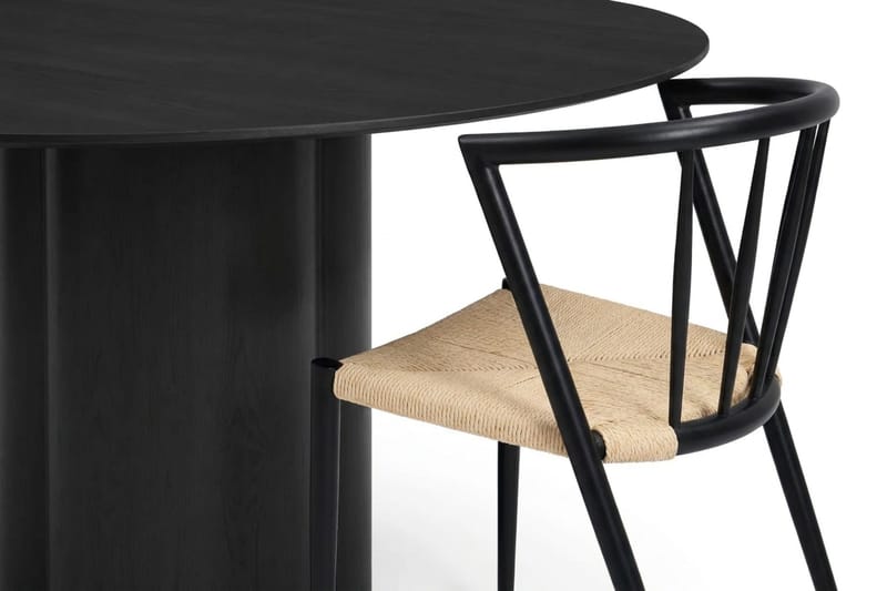 Juno Matgrupp runt 150 cm Svart med 6 Winston Matstolar - Svart - Möbler - Matplats - Matgrupp & matbord med stolar