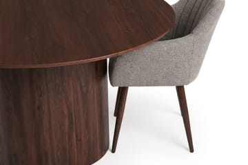 Juno Matgrupp runt 150 cm Valnöt med 6 Filippa Matstolar - Valnöt - Möbler - Matplats - Matgrupp & matbord med stolar
