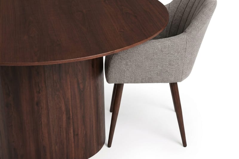 Juno Matgrupp runt 150 cm Valnöt med 6 Filippa Matstolar - Valnöt - Möbler - Matplats - Matgrupp & matbord med stolar