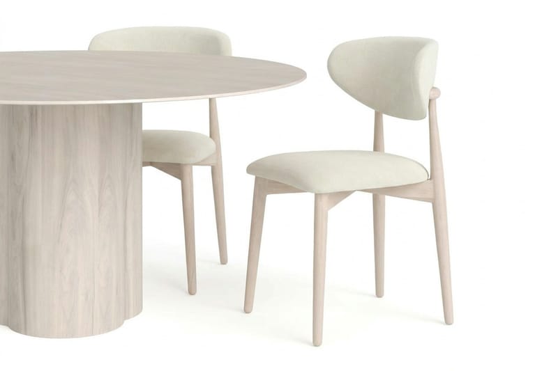 Juno Matgrupp runt 150 cm Vitlaserad med 6 Molly Matstolar - Vitlaserad - Möbler - Matplats - Matgrupp & matbord med stolar
