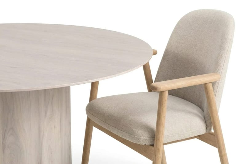 Juno Matgrupp runt 150 cm Vitlaserad med 6 Reciclar Matstolar - Vitlaserad - Möbler - Matplats - Matgrupp & matbord med stolar