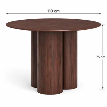 Juno Runt Matbord 110 cm med Trä- och Valnötsutseende - Brun - Möbler - Matplats - Matbord & köksbord