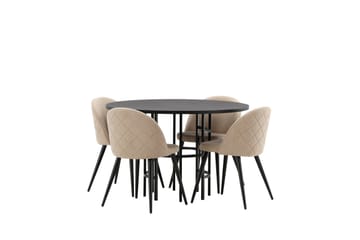 KALISOM Matgrupp  115 cm Rund Beige med 4 ABLANQUE Stolar