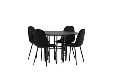 KALISOM Matgrupp  115 cm Rund Svart med 4 DAWNE Stolar