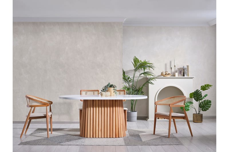 Karamea Matbord 170 cm Oval - Vit/Natur - Möbler - Matplats - Matbord & köksbord