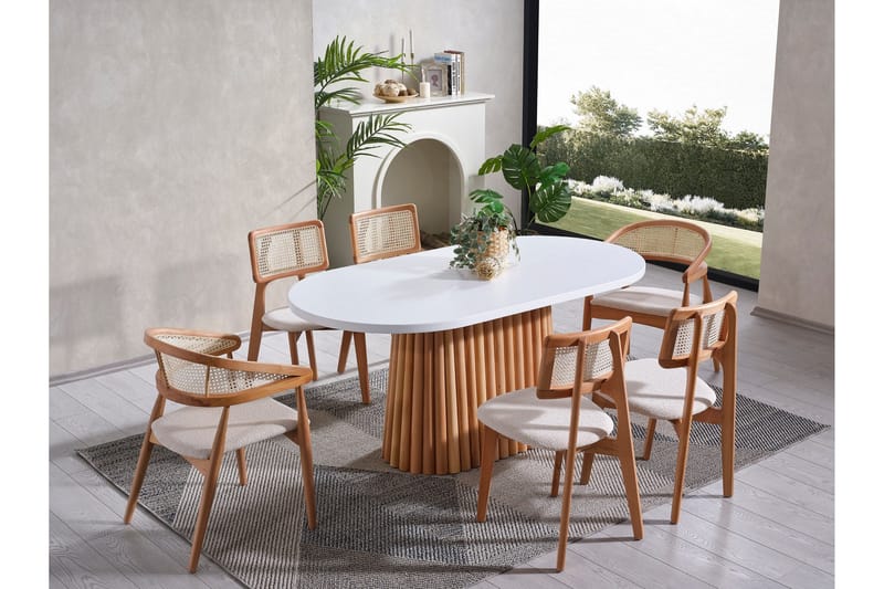 Karamea Matbord 170 cm Oval - Vit/Natur - Möbler - Matplats - Matbord & köksbord