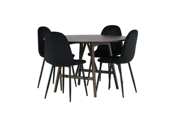 Kaseidon Matbord 100 cm med 4 Polar Köksstol - Mörkbrun - Möbler - Matplats - Matgrupp & matbord med stolar