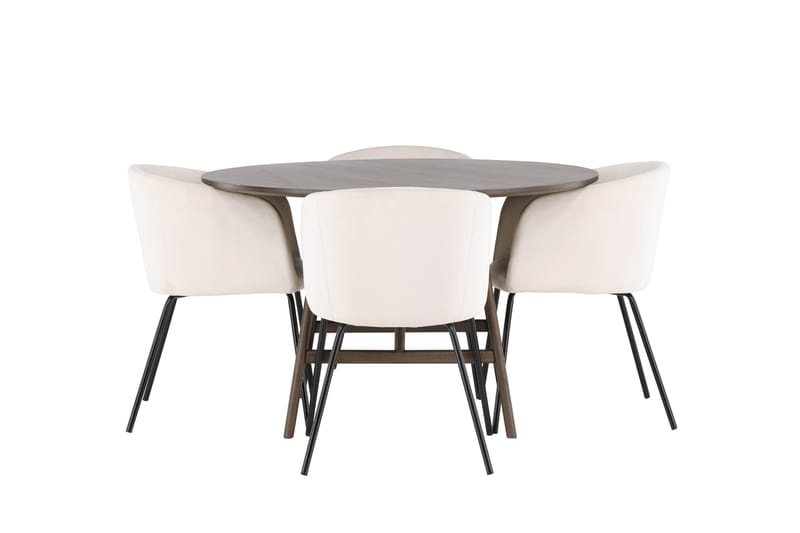Kaseidon Matgrupp 100 cm Rund med 4 Berit stolar, Beige