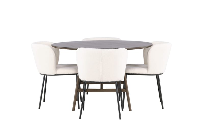 Kaseidon Matgrupp 100 cm Rund med 4 Edina Stolar, Mörkbrun